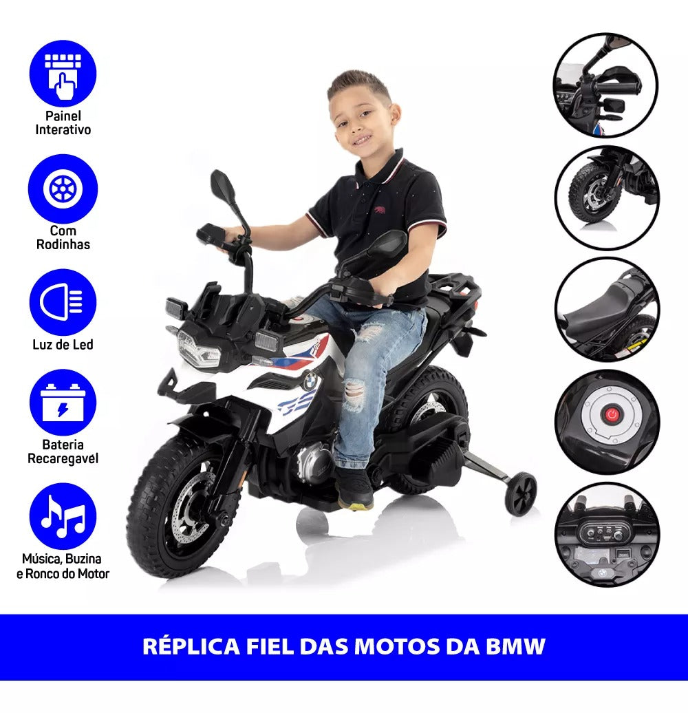 Moto Elétrica Infantil Bmw F850 Gs + Capacete Infantil